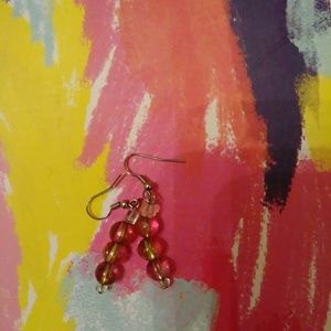 Pink Sheer Translucent Beaded Hook Earrings